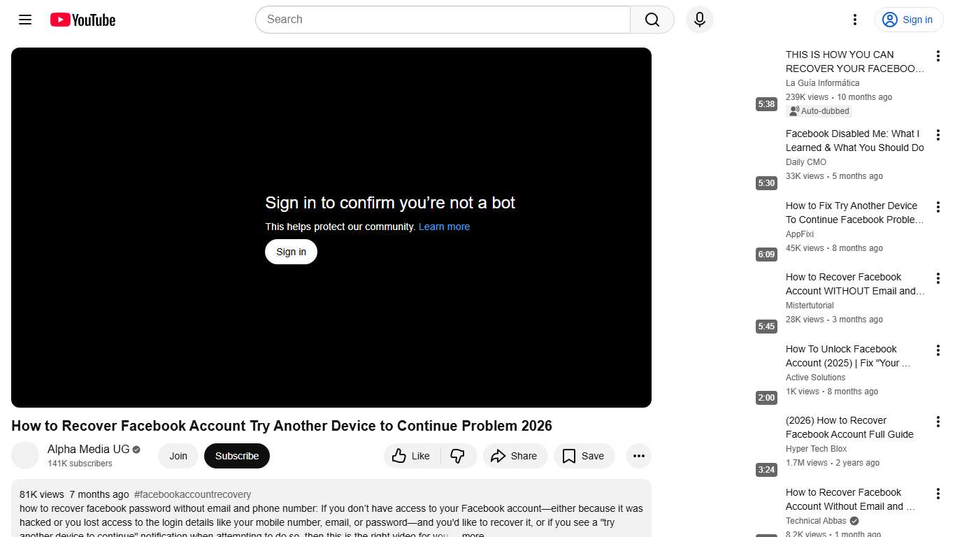 How to Recover Facebook Account Try Another Device to Continue Problem 2026 - YouTube